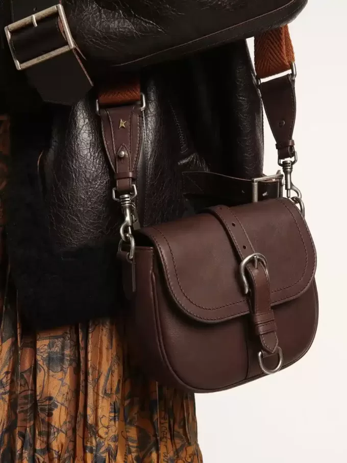 Borsa Francis da donna piccola in pelle marrone scuro