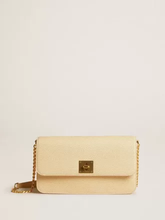 Borsa Gioia in pelle di montone color vaniglia con dettagli dorati