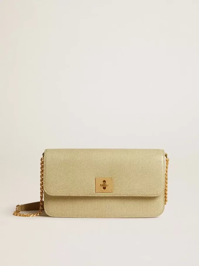 Borsa Gioia in pelle di montone grigio minerale con dettagli dorati Borsa Gioia in pelle di montone grigio minerale con dettagli dorati