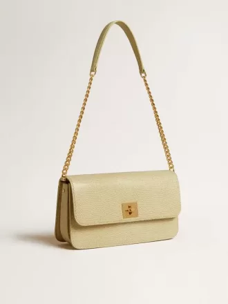 Borsa Gioia in pelle di montone grigio minerale con dettagli dorati