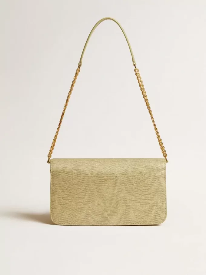 Borsa Gioia in pelle di montone grigio minerale con dettagli dorati Borsa Gioia in pelle di montone grigio minerale con dettagli dorati
