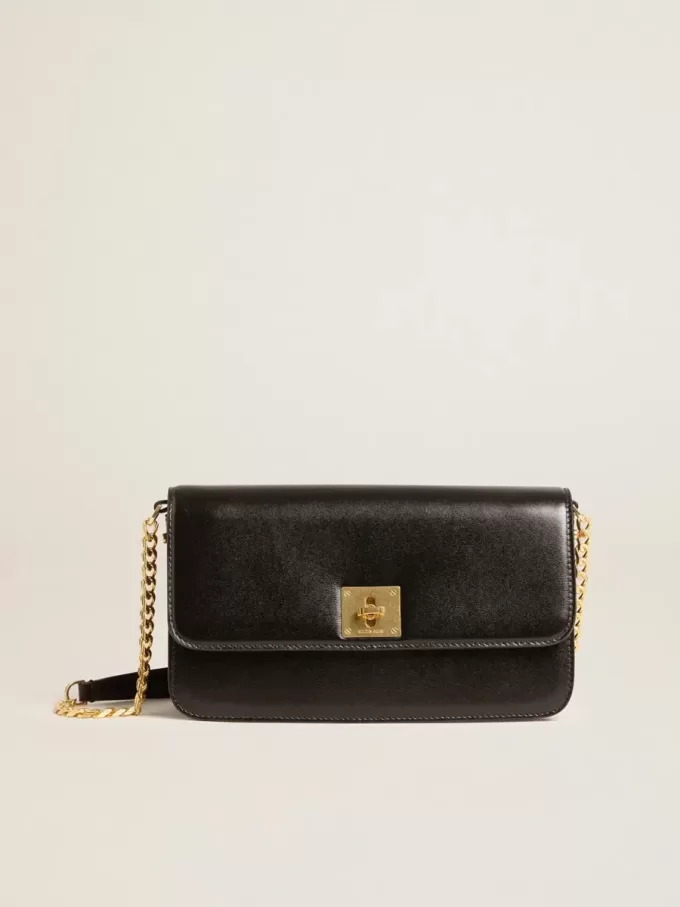 Borsa Gioia in pelle nera con dettagli dorati Borsa Gioia in pelle nera con dettagli dorati