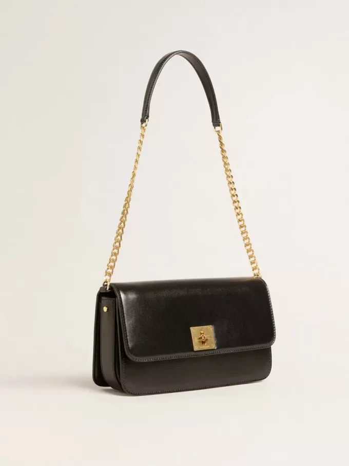 Borsa Gioia in pelle nera con dettagli dorati Borsa Gioia in pelle nera con dettagli dorati