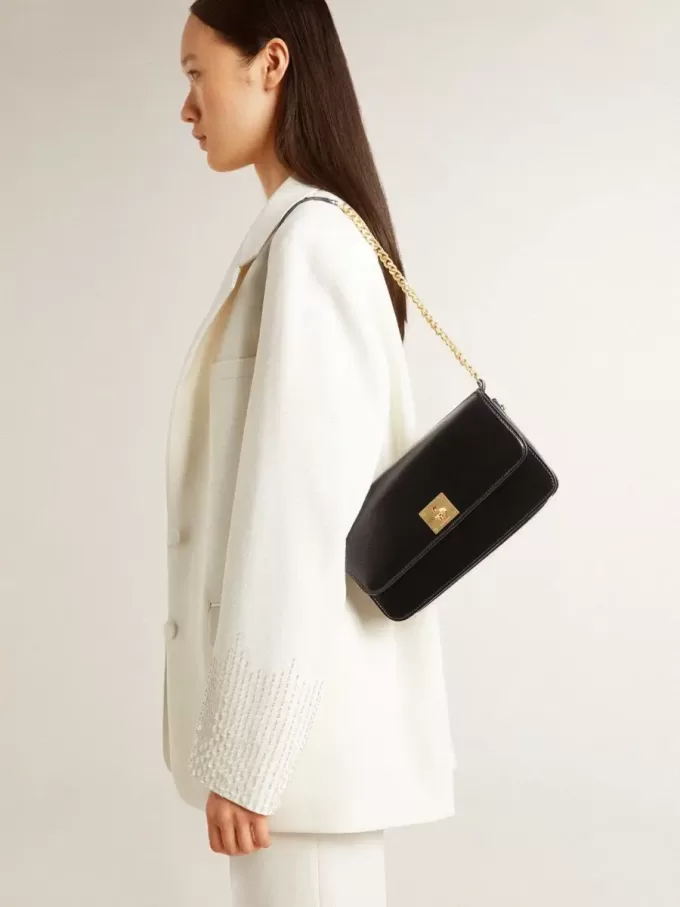Borsa Gioia in pelle nera con dettagli dorati Borsa Gioia in pelle nera con dettagli dorati