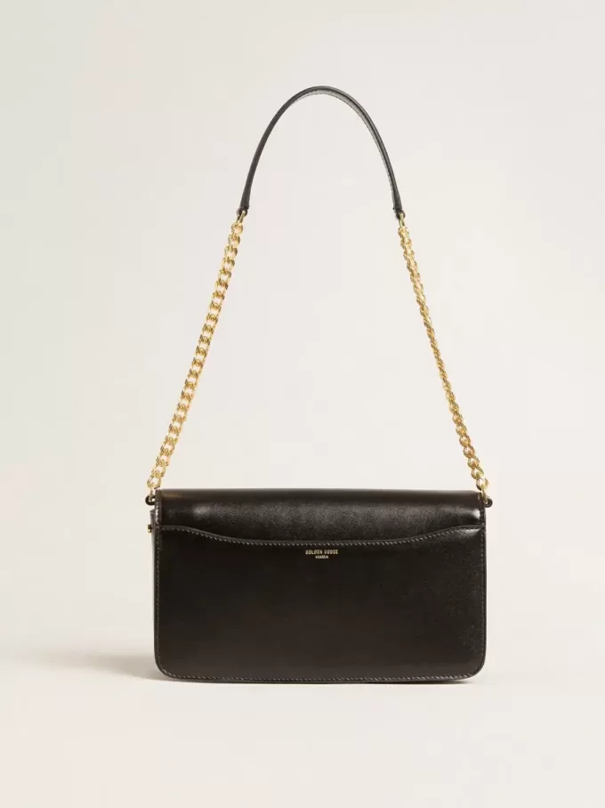 Borsa Gioia in pelle nera con dettagli dorati Borsa Gioia in pelle nera con dettagli dorati