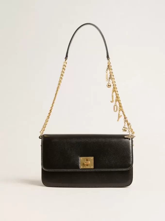 Borsa Gioia in pelle nera con dettagli dorati Borsa Gioia in pelle nera con dettagli dorati