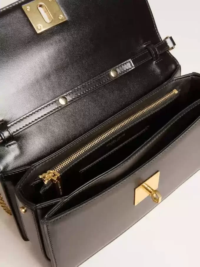 Borsa Gioia in pelle nera con dettagli dorati Borsa Gioia in pelle nera con dettagli dorati