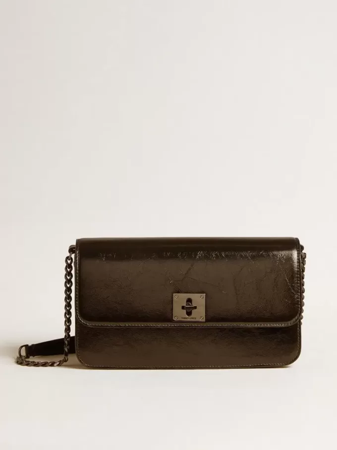 Borsa Gioia in pelle nera lucida con dettagli in metallo Borsa Gioia in pelle nera lucida con dettagli in metallo