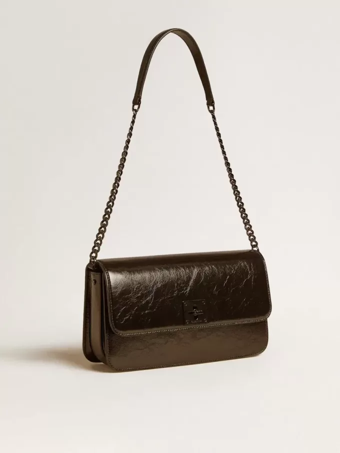 Borsa Gioia in pelle nera lucida con dettagli in metallo Borsa Gioia in pelle nera lucida con dettagli in metallo