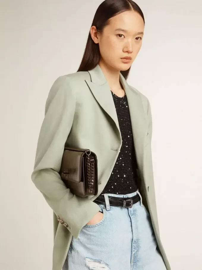 Borsa Gioia in pelle nera lucida con dettagli in metallo Borsa Gioia in pelle nera lucida con dettagli in metallo