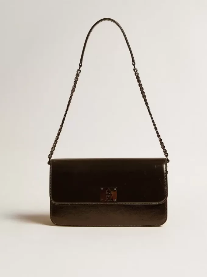 Borsa Gioia in pelle nera lucida con dettagli in metallo Borsa Gioia in pelle nera lucida con dettagli in metallo