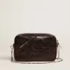 Borsa Mini Star da donna in pelle nera lucida con stella tono su tono Borsa Mini Star da donna in pelle nera lucida con stella tono su tono