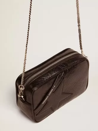 Borsa Mini Star da donna in pelle nera lucida con stella tono su tono