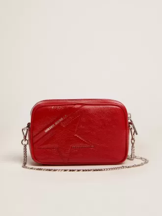 Borsa Mini Star da donna in pelle verniciata rossa con stella tono su tono