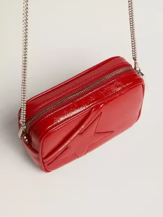 Borsa Mini Star da donna in pelle verniciata rossa con stella tono su tono