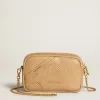 Borsa Mini Star in pelle beige con stampa serpente