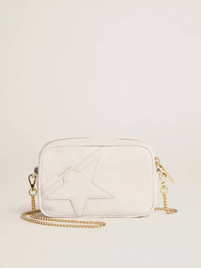 Borsa Mini Star in pelle bianco burro con stella tono su tono Borsa Mini Star in pelle bianco burro con stella tono su tono