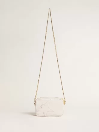 Borsa Mini Star in pelle bianco burro con stella tono su tono