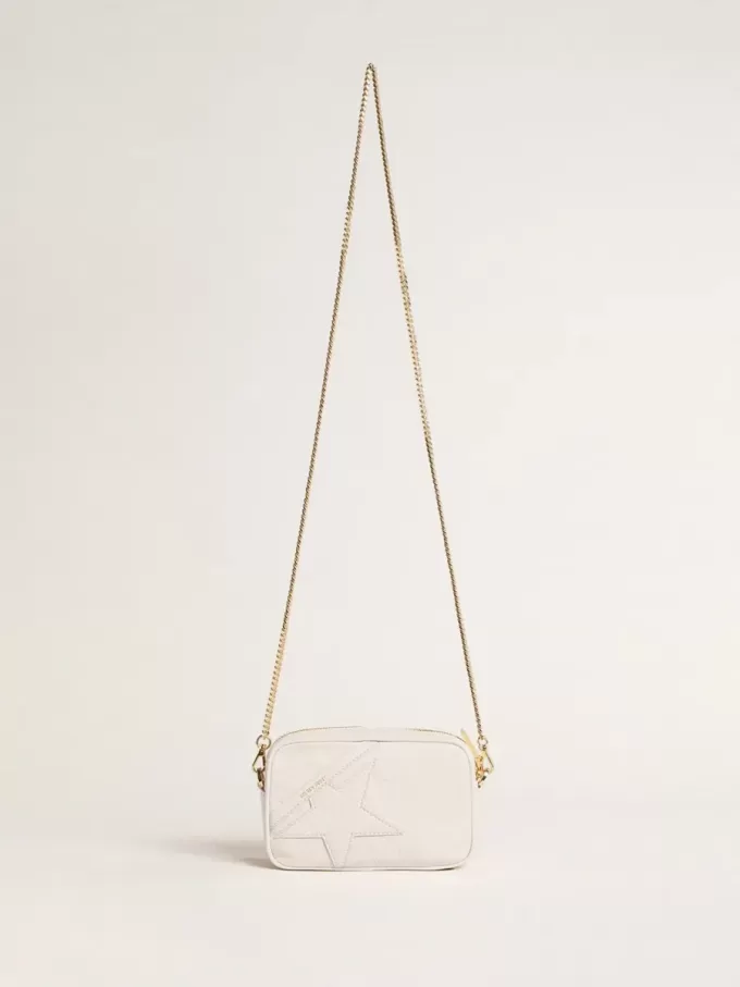 Borsa Mini Star in pelle bianco burro con stella tono su tono Borsa Mini Star in pelle bianco burro con stella tono su tono