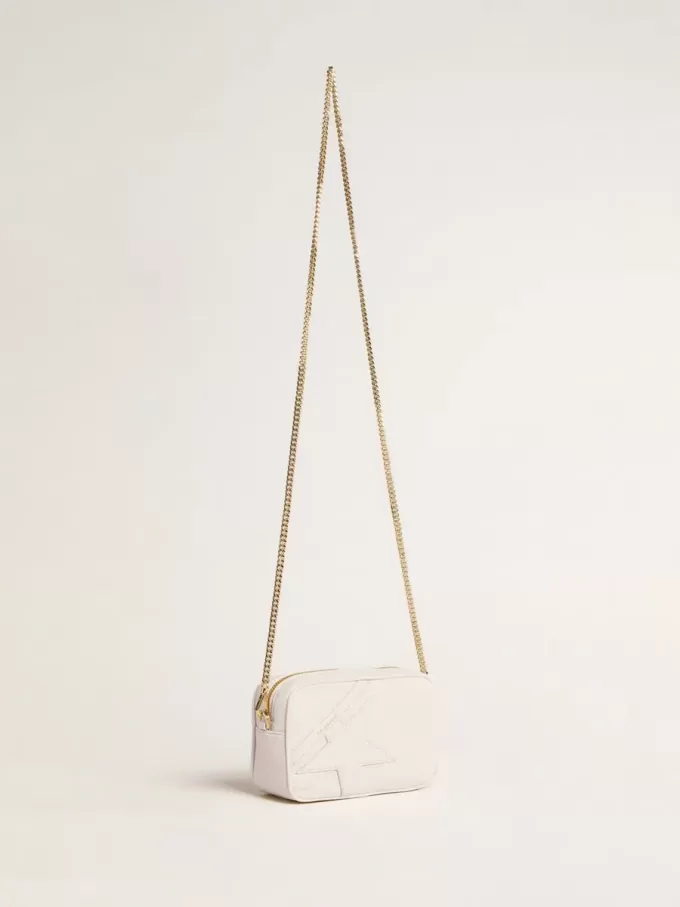 Borsa Mini Star in pelle bianco burro con stella tono su tono Borsa Mini Star in pelle bianco burro con stella tono su tono