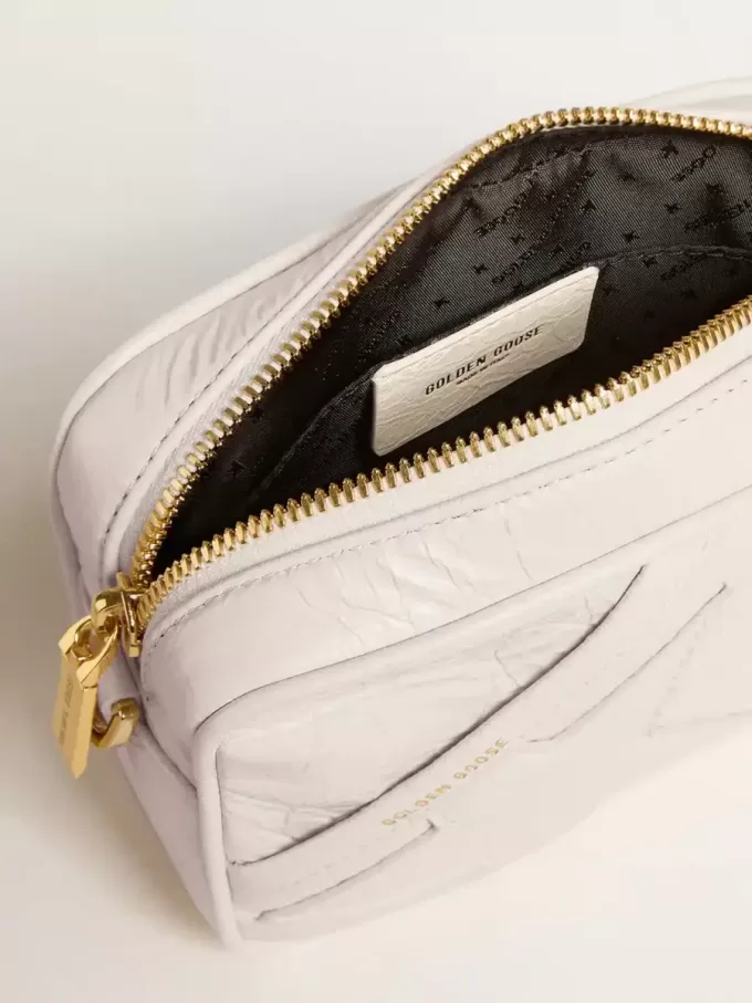 Borsa Mini Star in pelle bianco burro con stella tono su tono Borsa Mini Star in pelle bianco burro con stella tono su tono