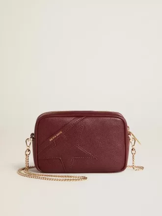 Borsa Mini Star in pelle color vino con stella tono su tono