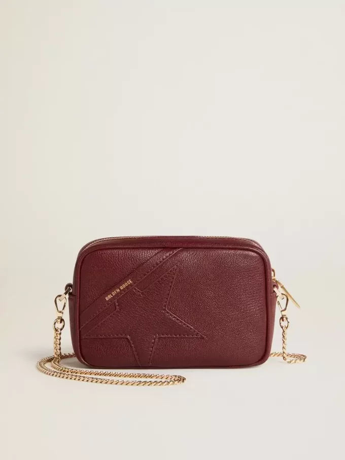 Borsa Mini Star in pelle color vino con stella tono su tono Borsa Mini Star in pelle color vino con stella tono su tono