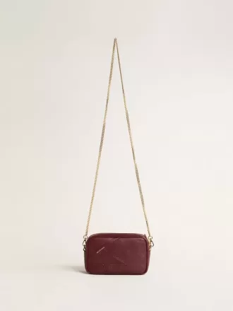 Borsa Mini Star in pelle color vino con stella tono su tono
