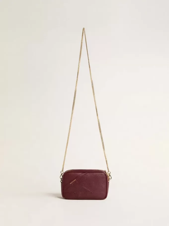 Borsa Mini Star in pelle color vino con stella tono su tono Borsa Mini Star in pelle color vino con stella tono su tono