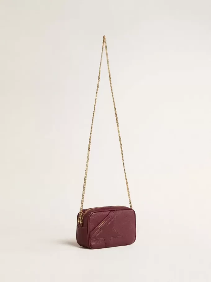 Borsa Mini Star in pelle color vino con stella tono su tono Borsa Mini Star in pelle color vino con stella tono su tono