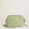 Borsa Mini Star in pelle verde chiaro con stampa serpente