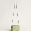 Borsa Mini Star in pelle verde chiaro con stampa serpente