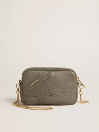 Borsa Mini Star in pelle verde salvia con stella tono su tono