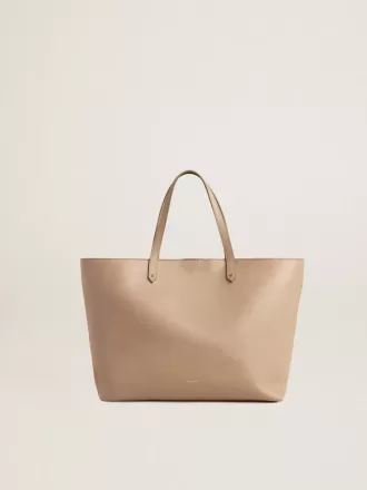 Borsa Pasadena color tortora in pelle liscia con logo dorato