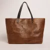 Borsa Pasadena in pelle martellata con stampa leopardata e manici neri a contrasto Borsa Pasadena in pelle martellata con stampa leopardata e manici neri a contrasto