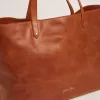 Borsa Pasadena in pelle martellata lucida color cuoio con logo dorato sul davanti Borsa Pasadena in pelle martellata lucida color cuoio con logo dorato sul davanti
