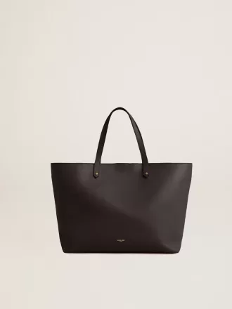 Borsa Pasadena nera in pelle liscia con logo dorato