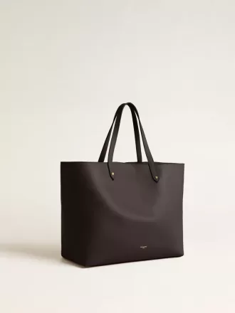 Borsa Pasadena nera in pelle liscia con logo dorato