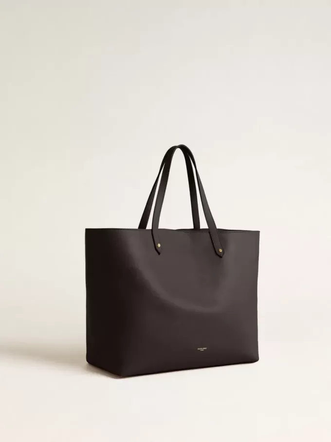 Borsa Pasadena nera in pelle liscia con logo dorato