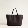 Borsa Pasadena nera in pelle liscia con logo dorato