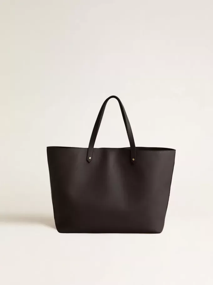 Borsa Pasadena nera in pelle liscia con logo dorato