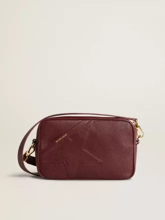 Borsa Star in pelle color vino con stella tono su tono