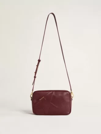 Borsa Star in pelle color vino con stella tono su tono