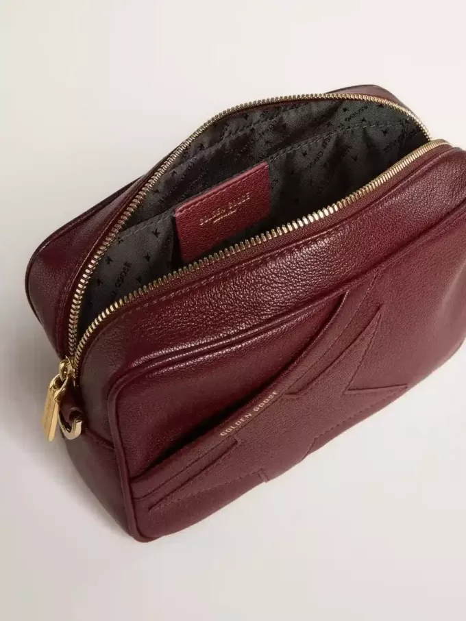 Borsa Star in pelle color vino con stella tono su tono Borsa Star in pelle color vino con stella tono su tono