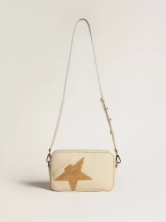 Borsa Star in pelle martellata color burro con stella in cristallo Swarovski
