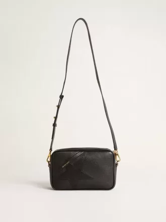 Borsa Star in pelle nera con stella tono su tono