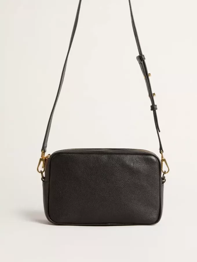 Borsa Star in pelle nera con stella tono su tono