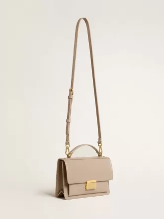 Borsa Venezia in pelle beige con bordi e dettagli dorati