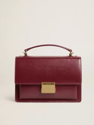 Borsa Venezia in pelle bordata bordeaux con dettagli dorati