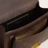 Borsa Venezia in pelle goffrata marrone scuro vintage con dettagli dorati
